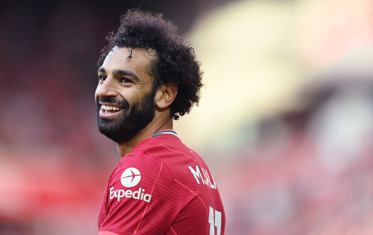 Liverpool forward Mo Salah smiling