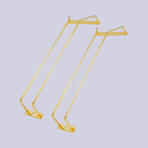 Dianoo Gold Wine Glass Holder, 35.5cm Single Row, 2 Pack, Under Cabinet Storage Rack, Hanging Wire Stemware Rack, Suitable for Restaurant, Bar, Kitchen, Dining Table