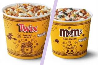 McDonald's Halloween menu 2023 M&M's Halloween McFlurry and TWIX Toffee Apple McFlurry