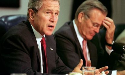 Then-President George W. Bush and Defense Secretary Donald Rumsfeld