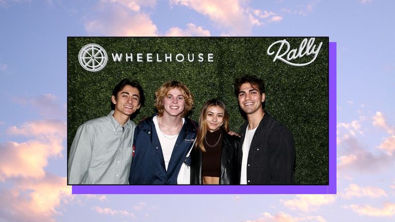 Jack Hayward, Jack Wright, Mia Hayward, Thomas Petrou attend Wheelhouse and Rally's celebrity and content-creator private fund raise event, with rare collectibles on display from sports, culture and history on October 13, 2021 in Los Angeles, California.