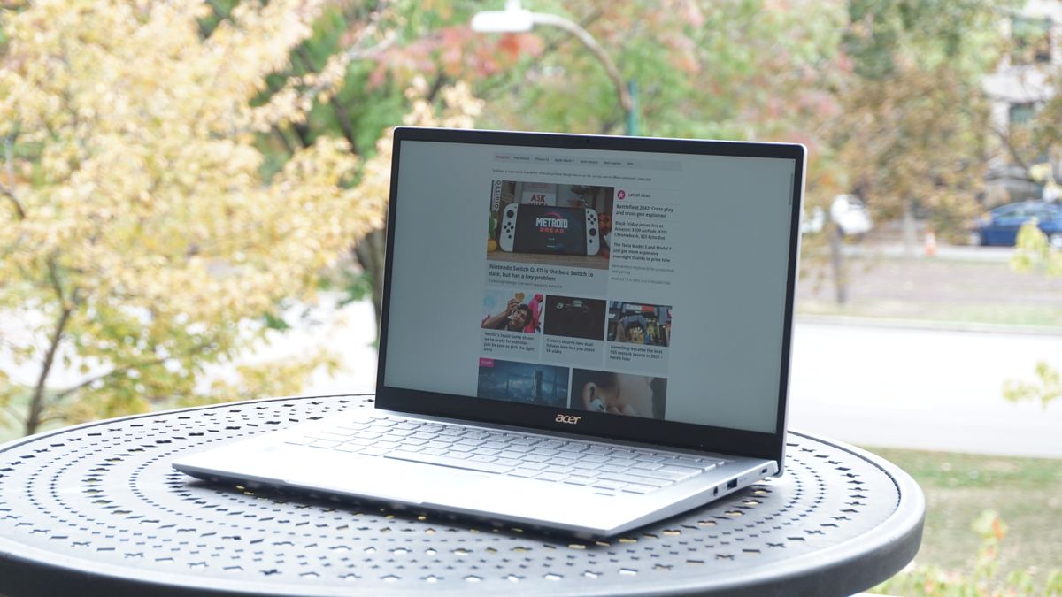 Acer Swift 3 (2021) on an outdoor table