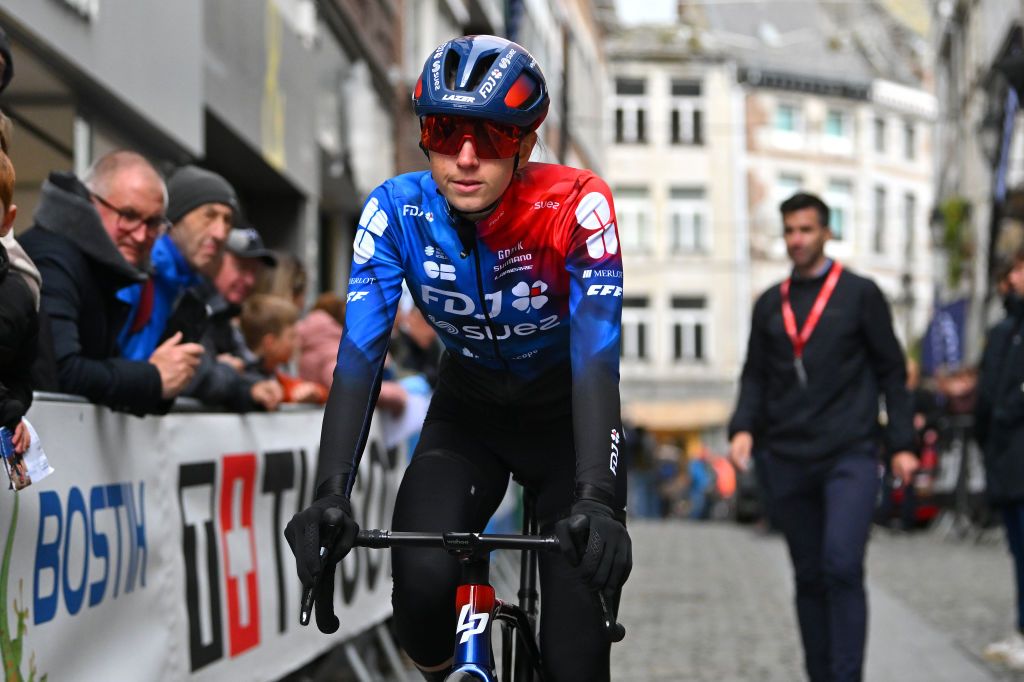 HUY BELGIUM APRIL 17 Marta Cavalli of Italy and Team FDJ Suez prior to the 27th La Fleche Wallonne Feminine 2024 a 146km one day race from Huy to Huy UCIWWT on April 17 2024 in Huy Belgium Photo by Luc ClaessenGetty Images