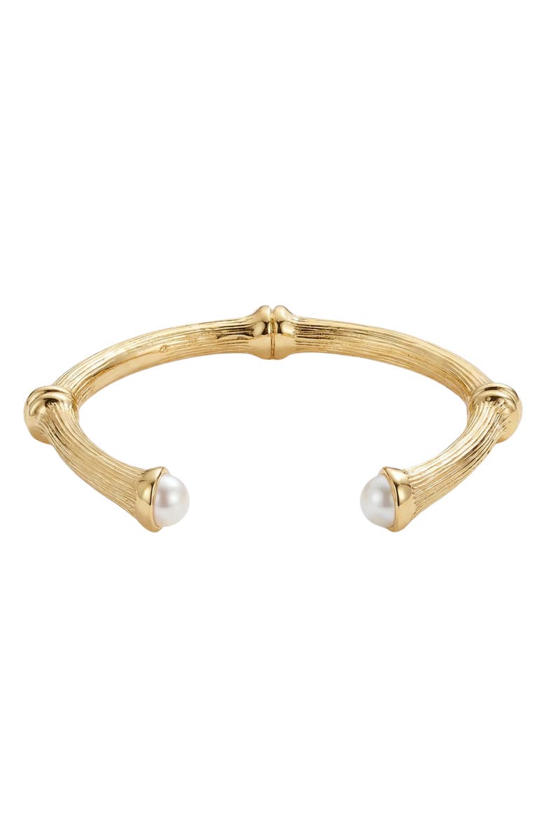 Faux Pearl Bamboo Cuff Bracelet