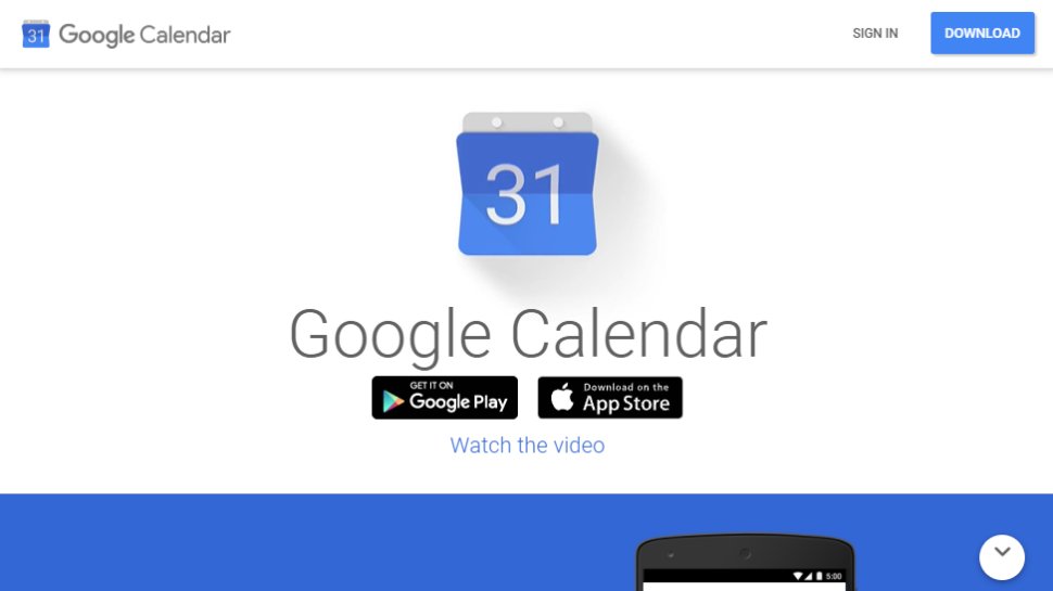 Website screenshot for Google Calendar