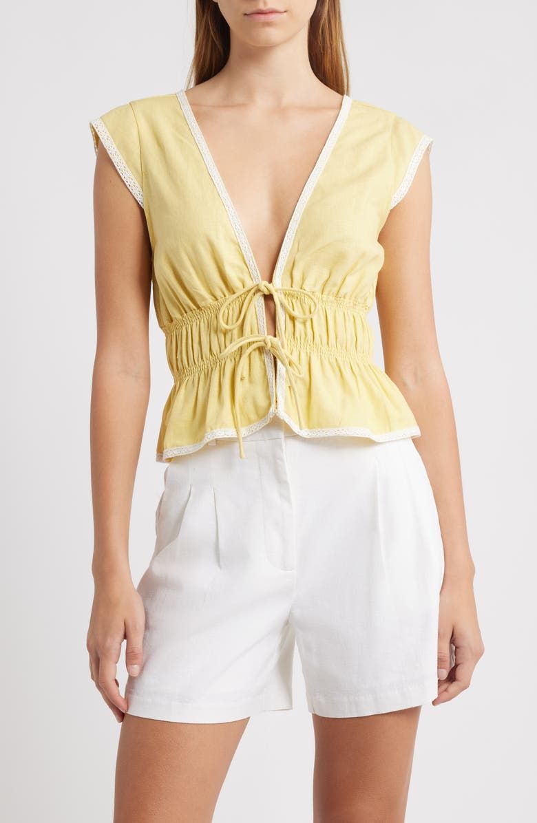 Clara Tie Front Linen Blend Top