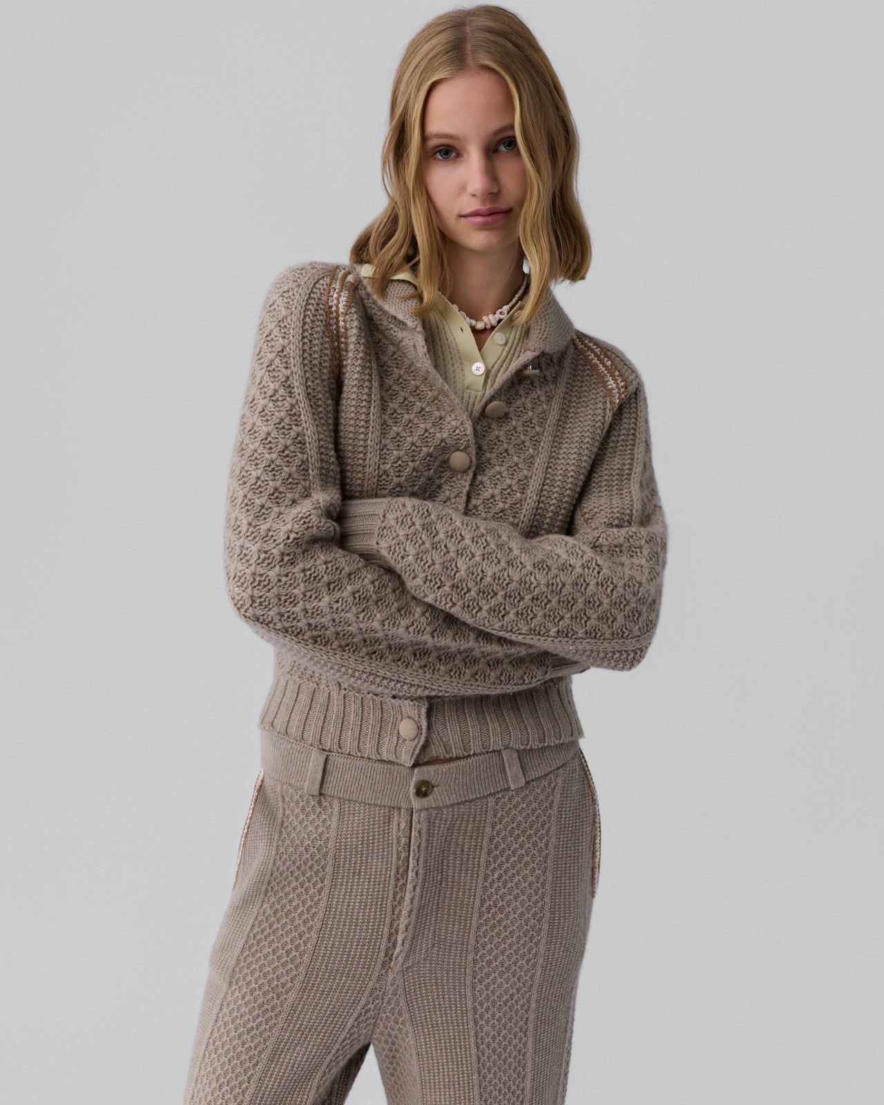 Marlowe Cable Cardigan - Taupe