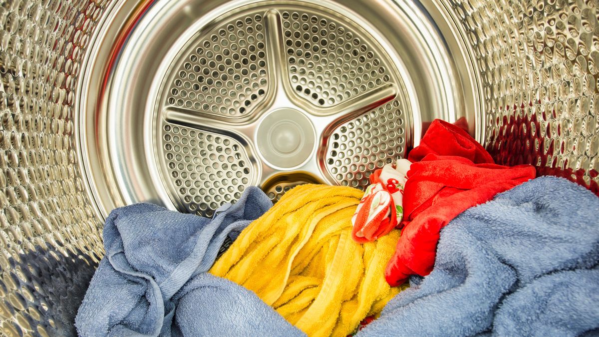 Laundry drying inside of a tumble dryer