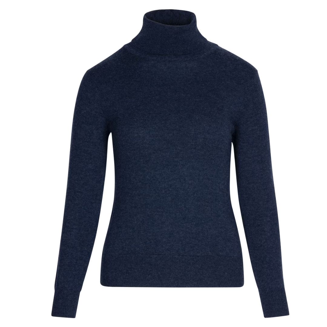 House of Bruar Navy Merino Roll-Neck Jumper