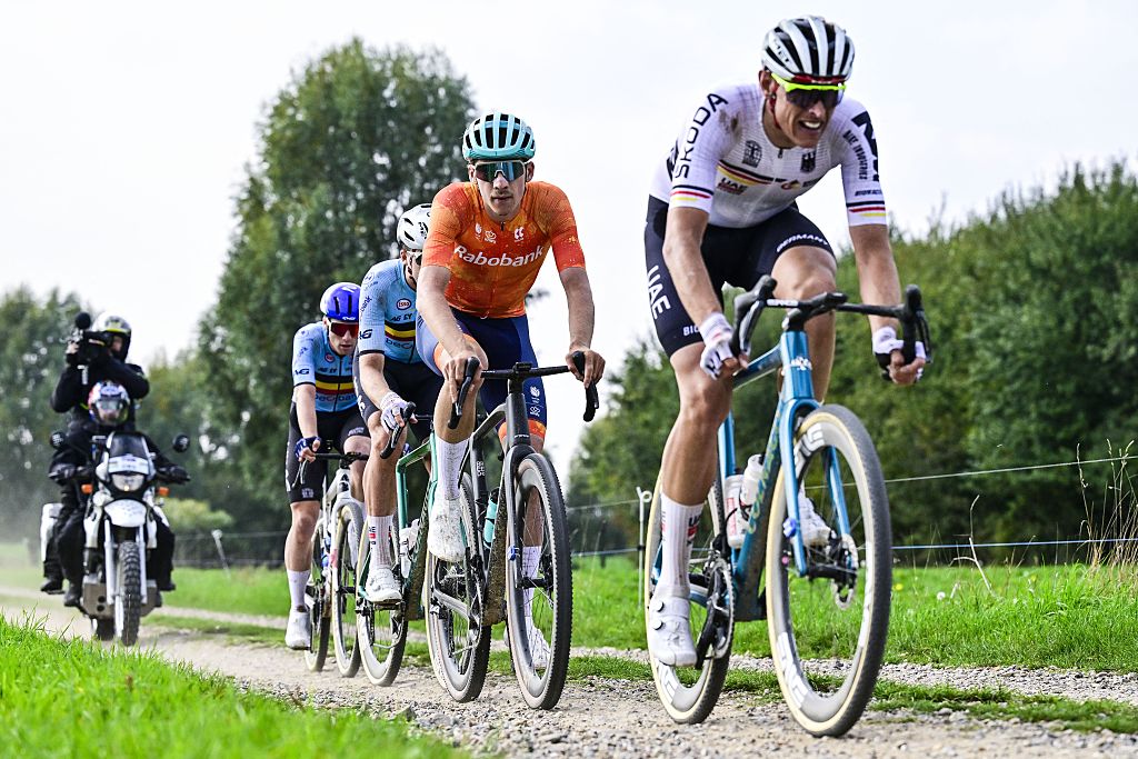 Dutch Frits Biesterbos pictured in action during the men elite race at the UCI World Gravel Championships, Sunday 12 October 2025, in Maastricht, The Netherlands. BELGA PHOTO DIRK WAEM (Photo by DIRK WAEM / BELGA MAG / Belga via AFP)