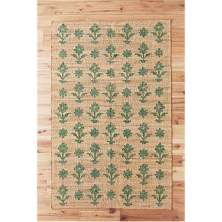 anthropologie floral rattan rug