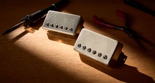 Gibson Custom Shop Aged Greenybucker Set: with the nickel housings given the Murphy Lab treatment, these are exacting replicas of the pickups found in the Gibson Custom Kirk Hammett &ldquo;Greeny&rdquo; Les Paul, complete with the out-of-phase middle position sound.