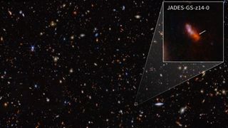 The galaxy JADES-GS-z14-0 which formed 290 million years after the Big Bang.