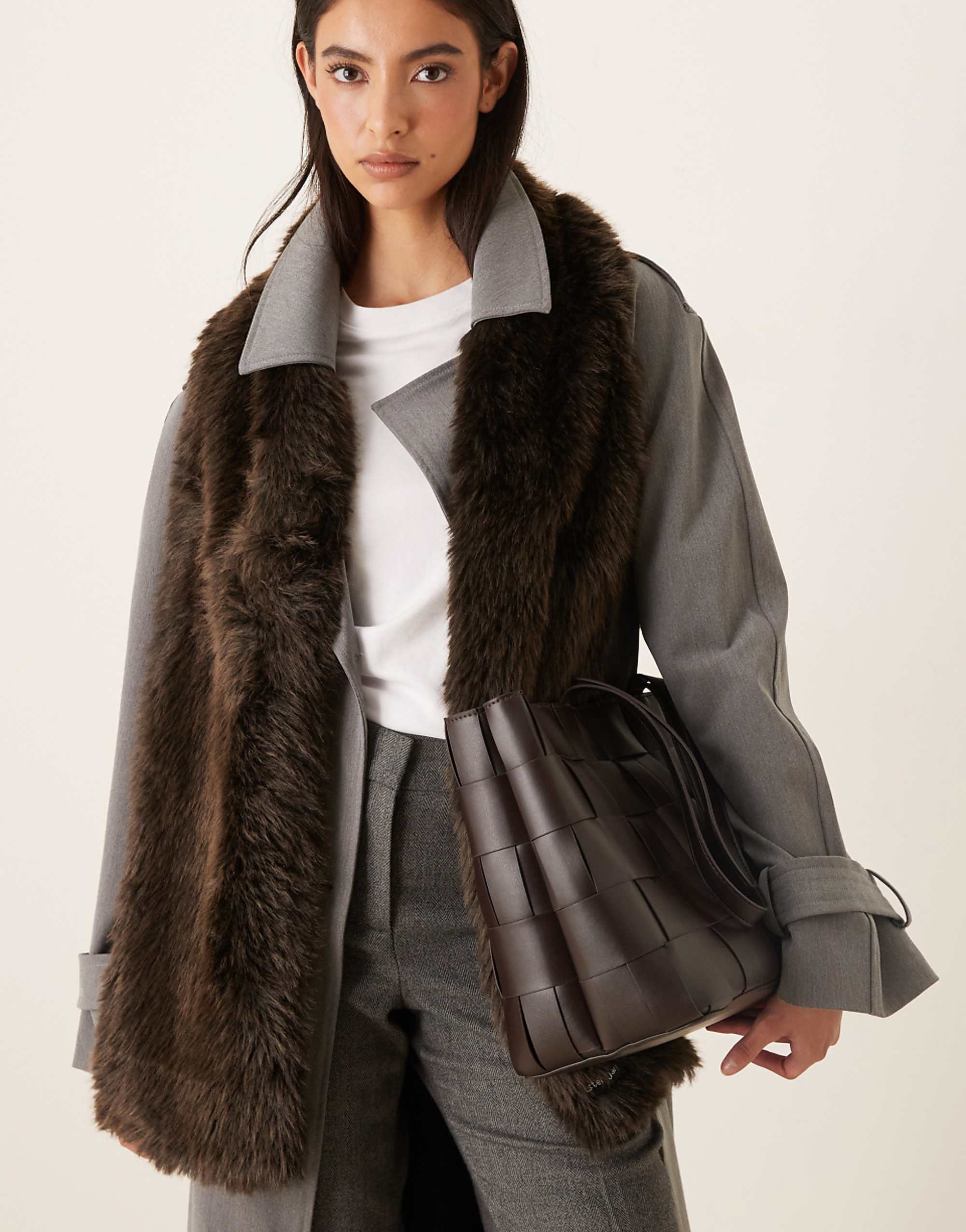 Sister Jane Malone Faux Fur Shawl in Chocolate Brown