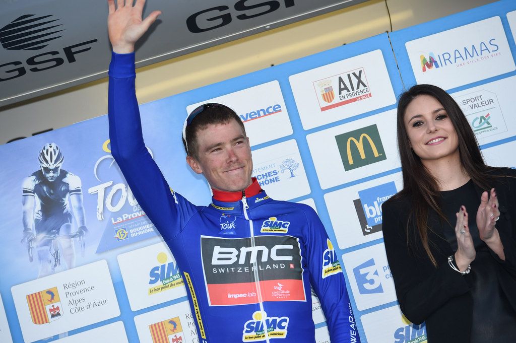 Rohan Dennis (BMC Racing Team) waves from the podium