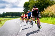 Cyclists on a club ride in sunny weather