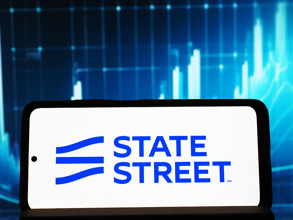 State Street logo displayed on a smartphone