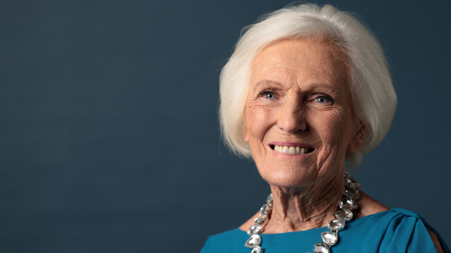  Dame Mary Berry poses in the Studio at the NTAs 2024 at The O2 Arena