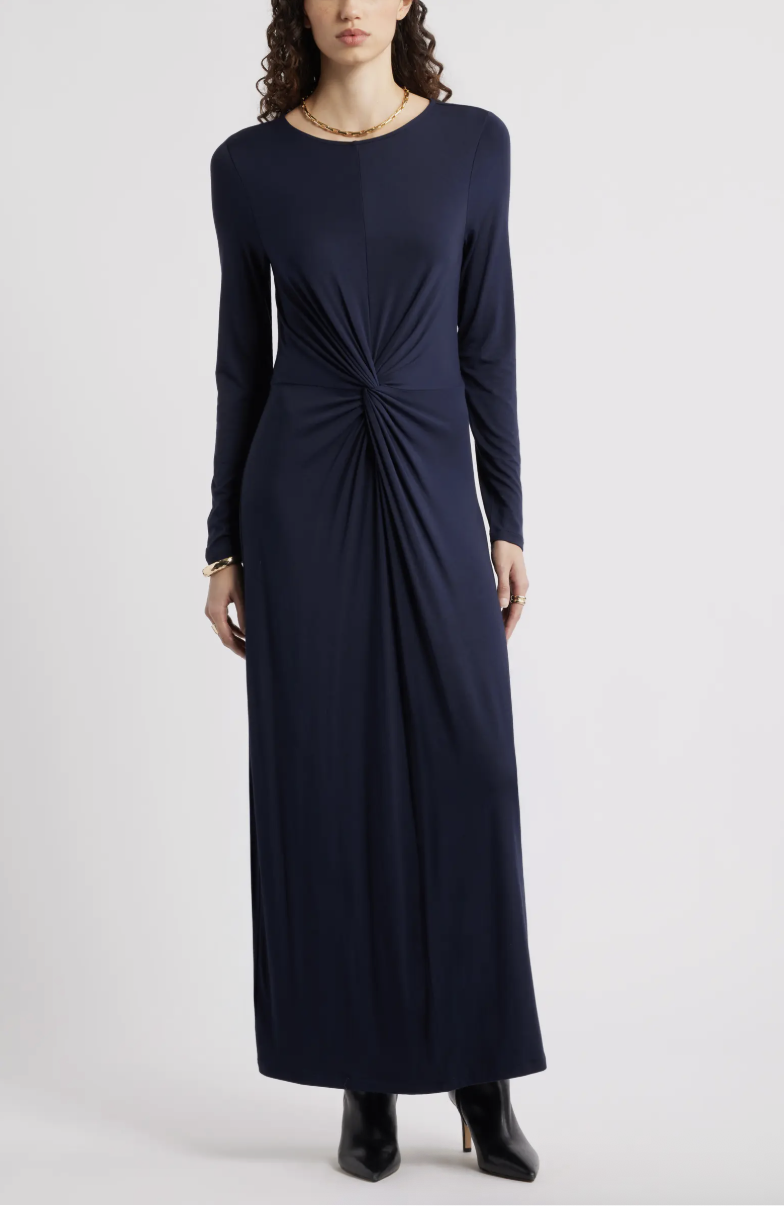 Nordstrom, Twist Front Long Sleeve Jersey Maxi Dress
