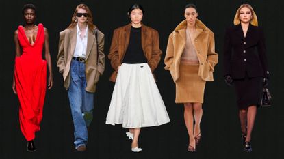 Fall23 runway looks from Gucci, VersacePrada, Miu Miu, and Bottega Veneta, 