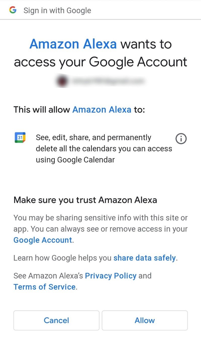 Alexa Uygulaması Google Hesabına Erişin