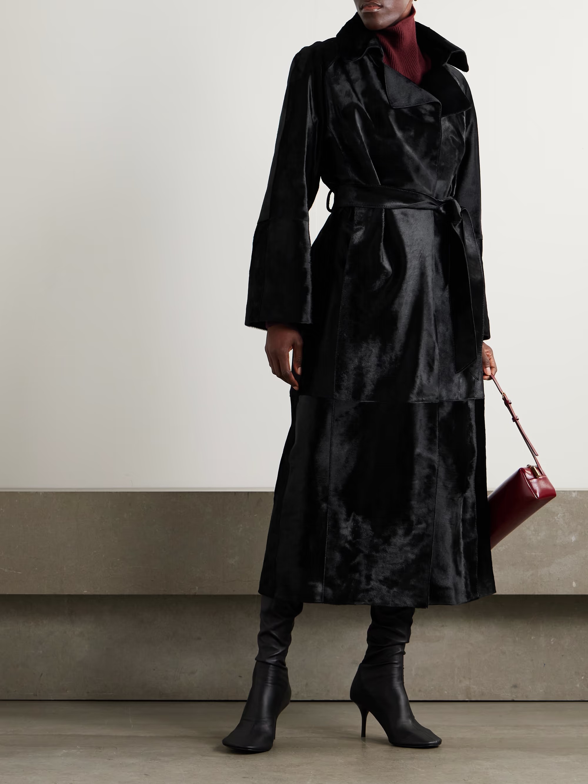 Nour Hammour Althea belted cow hair coat