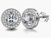 Lydreewam 925 Sterling Silver Stud Earrings With 3A 6MM Round Cubic Zirconia, $27 (£19.99)
