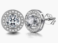 Lydreewam 925 Sterling Silver Stud Earrings With 3A 6MM Round Cubic Zirconia, $27 (£19.99) | Amazon