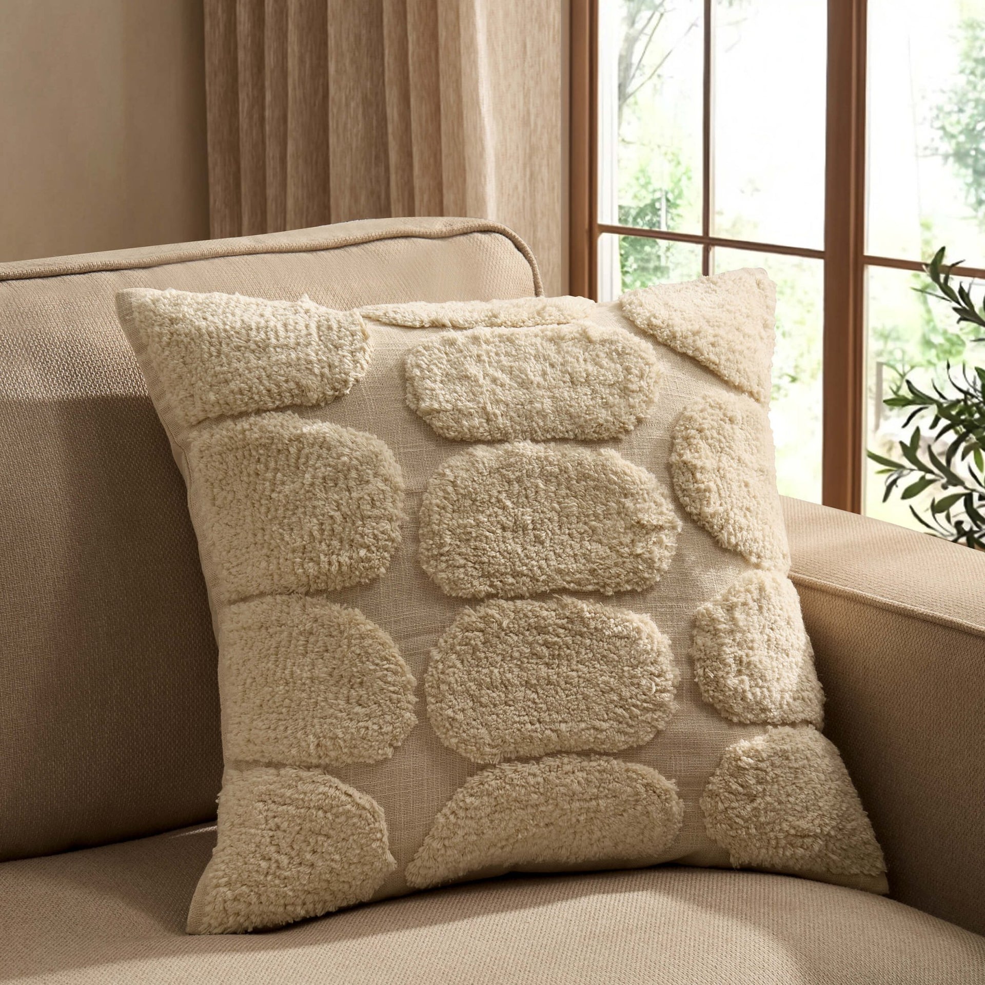 Tufted Pattern Sofa Cushion Cover - Off White