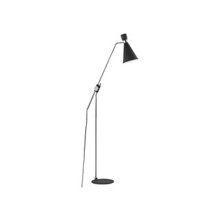 minimalist chrome floor lamp with small black shade