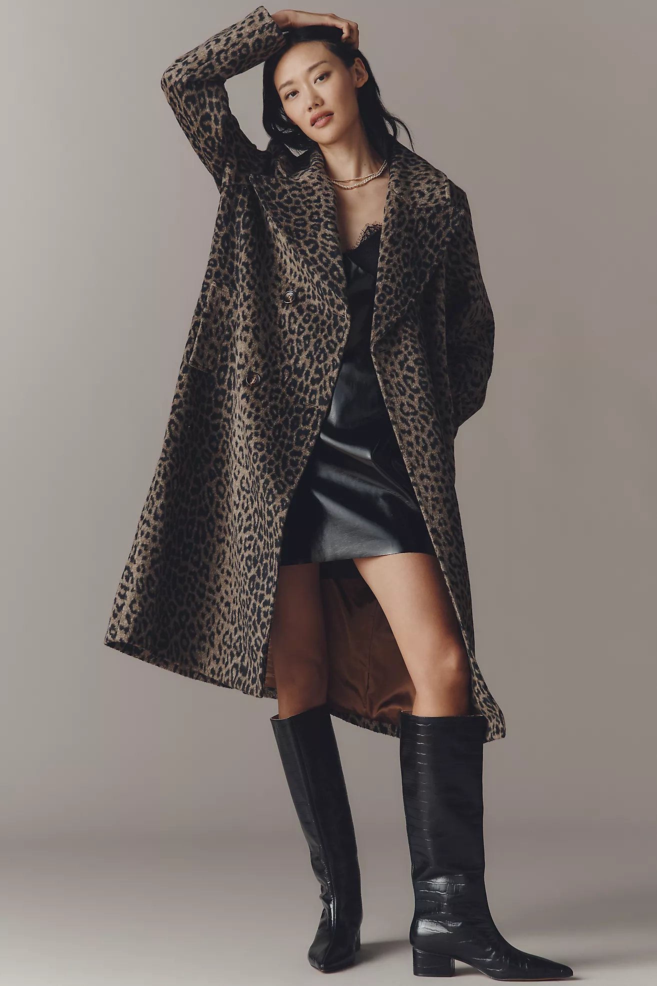 Maeve Leopard Wool Blend Coat