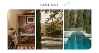 a collage of images featuring the best dining, hotels, shopping, and beaches on Mallorca for a travel guide to the island