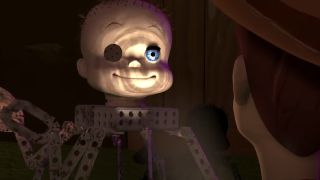 Sid's toys in Toy Story, scaring Woody.