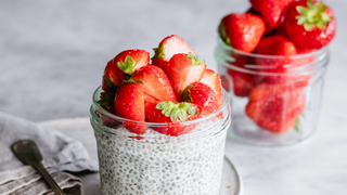 Chia seed pudding with strawberries