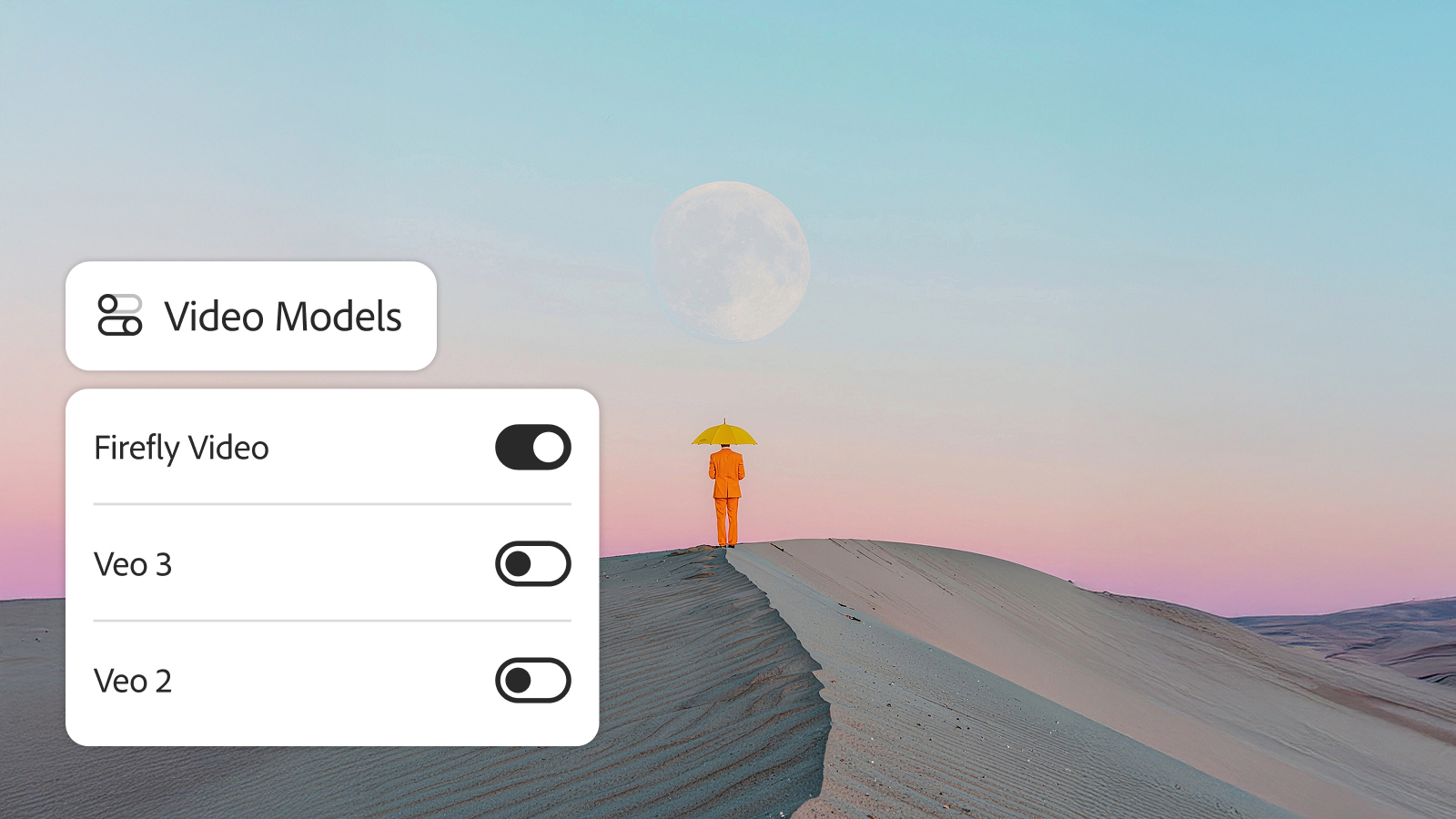 An illustration demonstrating the new Adobe Firefly video and audio tools