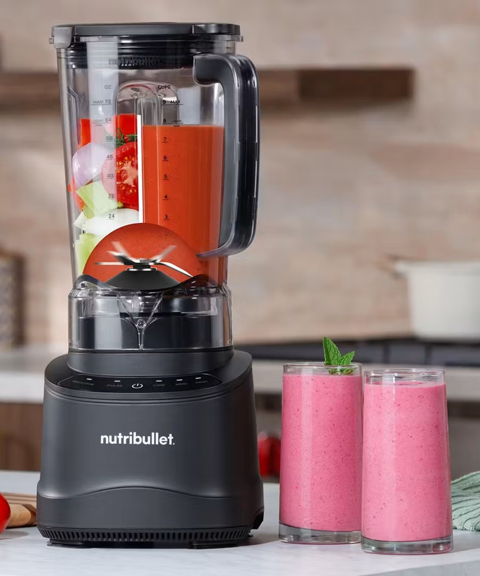 The nutribullet PowerCore XL Blender with vegetables inside