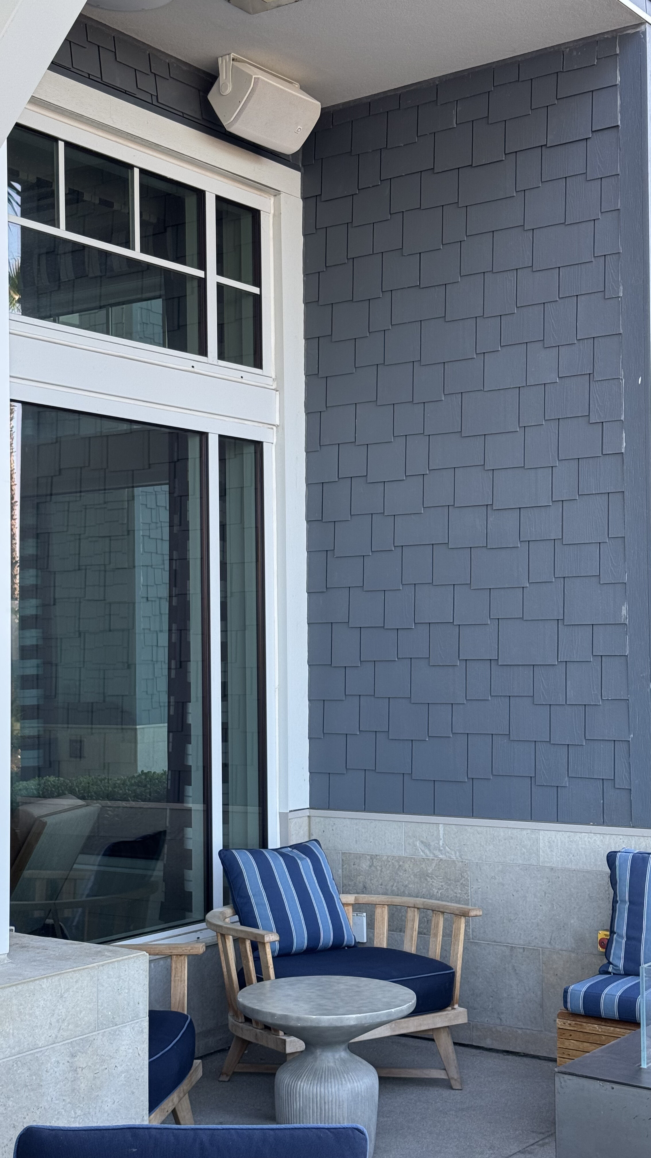 The Seabird Resort patio done up with new AtlasIED loudspeakers.