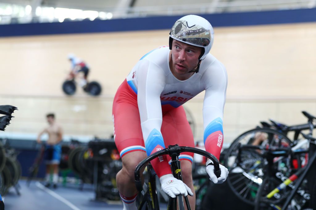 Russia’s Shane Perkins trains at the Anna Meares Velodrome in Brisbane, Australia, ahead of the start of the Brisbane round of the 2019/20 Track World Cup