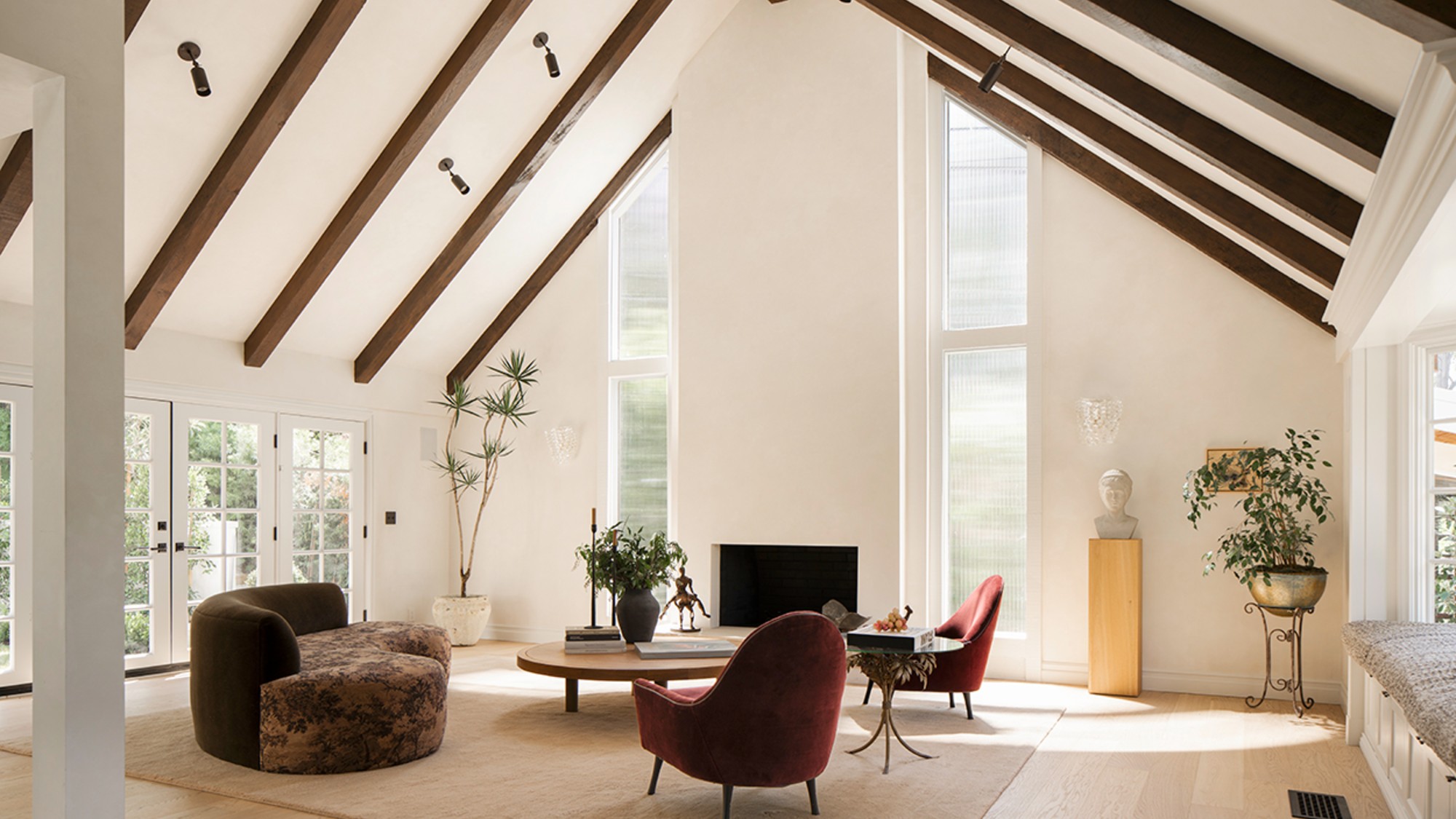 Interior of a 1972 Tudor-inspired home in the Brentwood hills about 17 miles from downtown