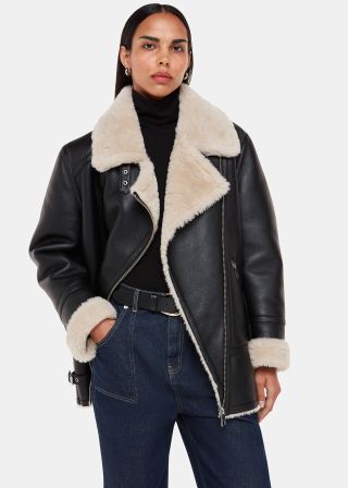 Black Faux Fur Aviator