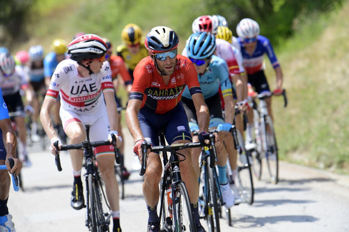Vincenzo Nibali (Bahrain-Merida) in the breakaway