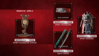 Assassin's Creed Shadows Twitch Drops - The four rewards for participating in the event.