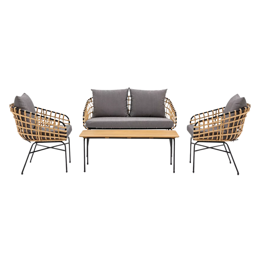Gallery Direct Antigua 4-Seater Garden Lounge Set, Natural