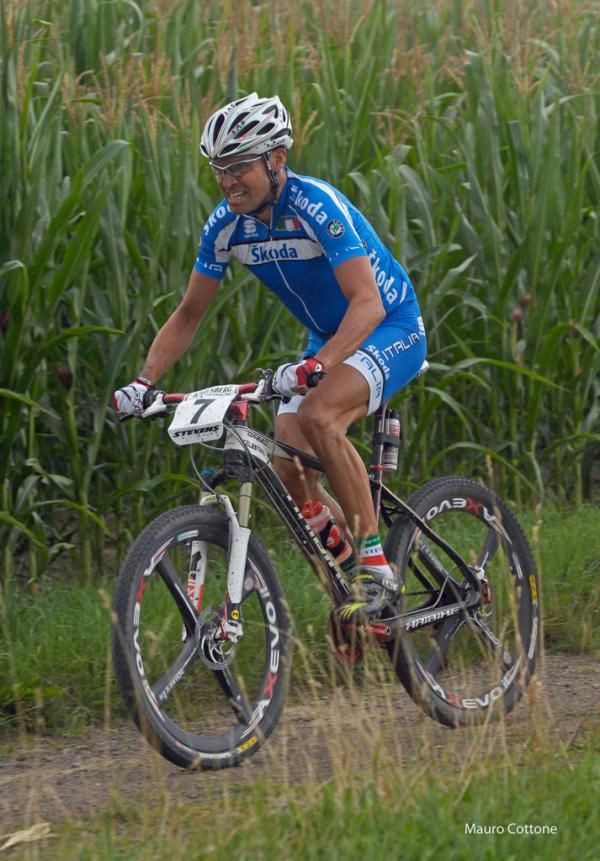 Mirko Celestino (Italy) rides toward second place at marathon worlds