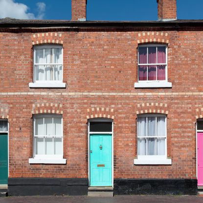 Brick exterior of terrace house