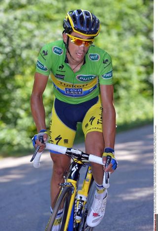 Alberto Contador (Tinkoff-Saxo) dances on the pedals during his attack