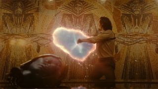 Screenshot from the Marvel T.V. show Loki. Here we see Loki opening a portal to another world/time.