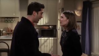 David Schwimmer as Ross proposing to Helen Baxendale as Emily in Friends