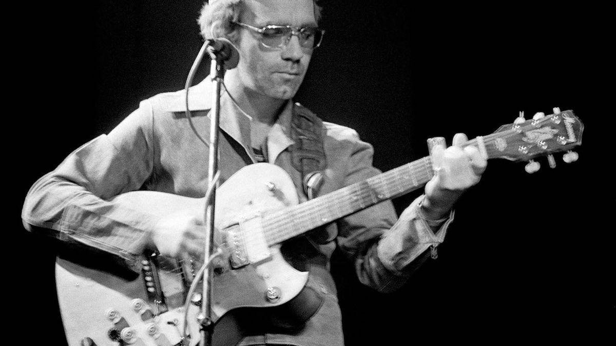 J.J. Cale performs on stage in April 1976 in Copenhagen, Denmark