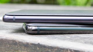 With these Moto Mod covers, note the overlap gap in the Moto Z4 (top) compared to the more flush Moto Z3 (bottom). (Image credit: TechRadar)